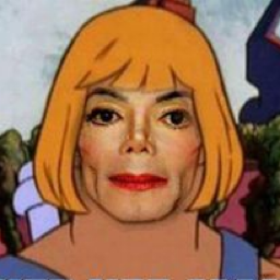 Michael Jackson's face over the inconic "He-Man".
